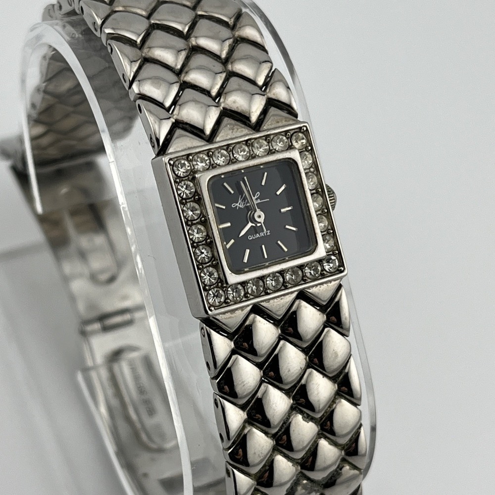 Kathie Lee Watch Women 19mm Case Diamond Bezel 7" Silver Band- New Battery‎